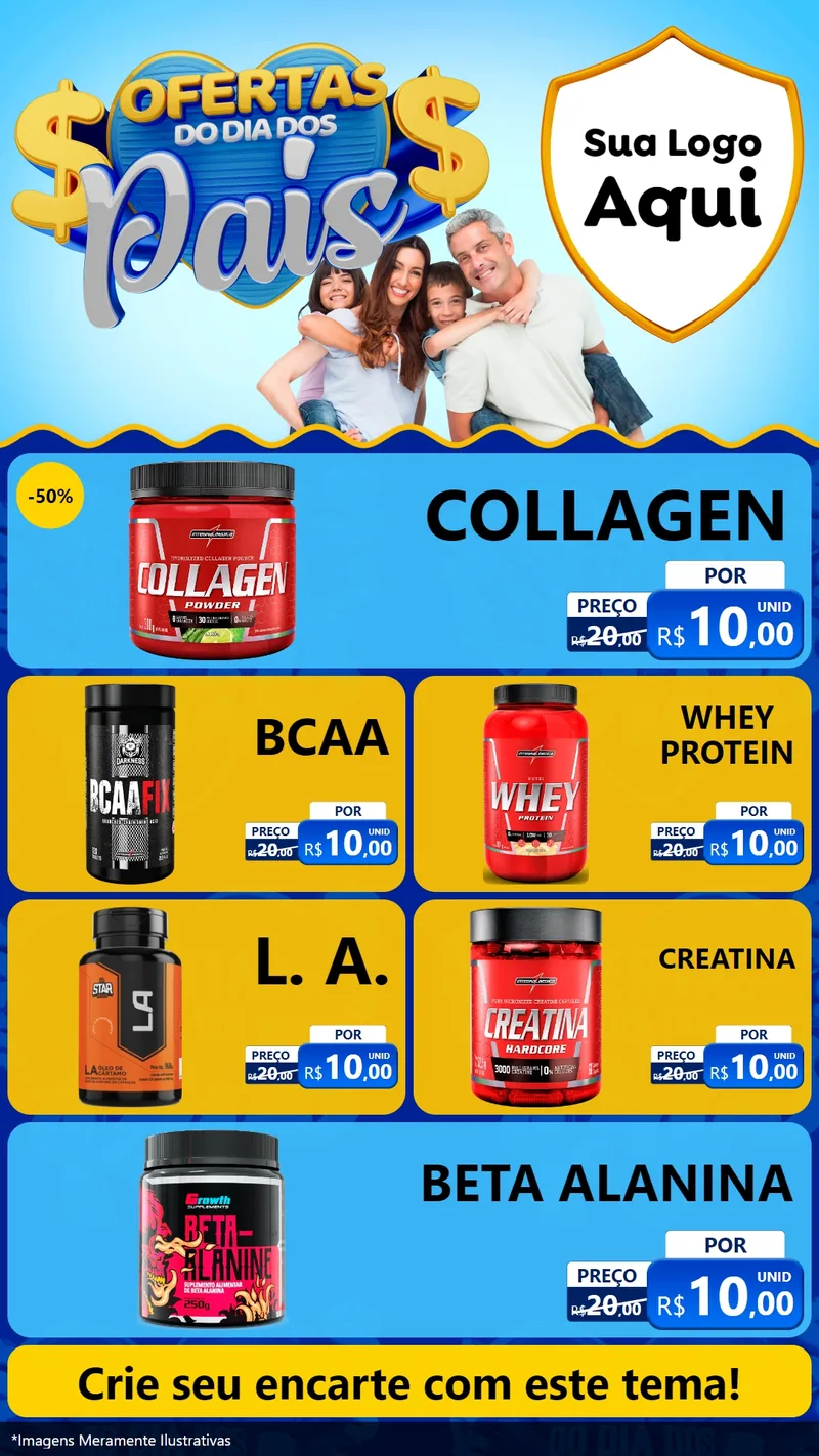 Modelo de TV para TV Vertical com o tema Ofertas do Dia dos Pais para Suplementos alimentares