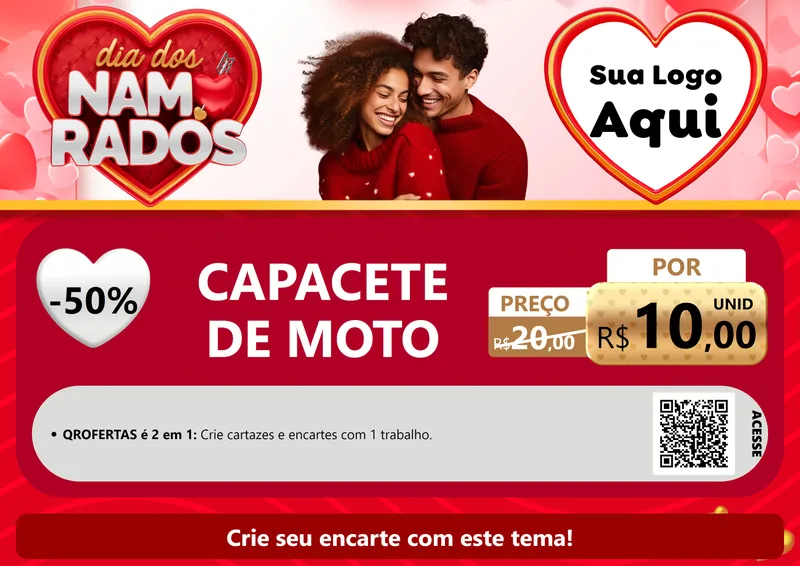 Modelo de Cartaz para Cartaz A4 Horizontal com o tema Dia dos Namorados para Moto peças