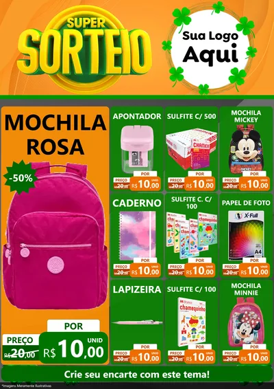 Modelo de Encarte para Encarte A4 Vertical com o tema Super Sorteio para Papelaria
