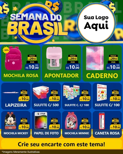 Modelo de Rede Social para Feed Instagram com o tema Semana Do Brasil para Papelaria