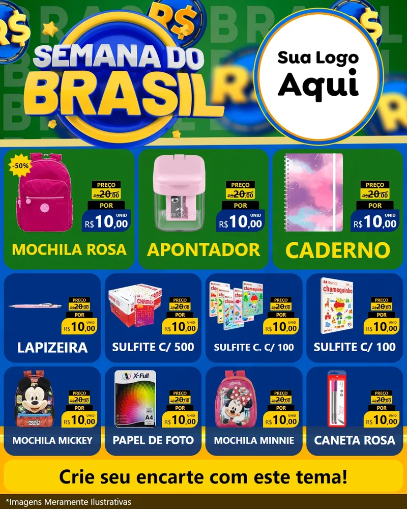 Modelo de Rede Social para Feed Instagram com o tema Semana Do Brasil para Papelaria