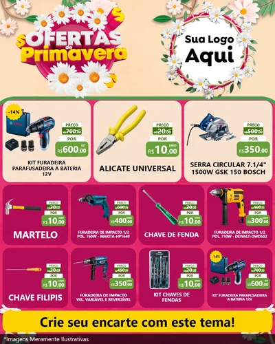 Modelo de Rede Social para Feed Instagram com o tema Ofertas de Primavera para Maquinas e Ferramentas