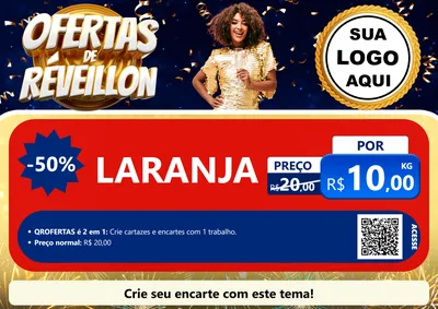 Modelo de Cartaz para Cartaz A4 Horizontal com o tema Ofertas de Réveillon para Hortifrúti