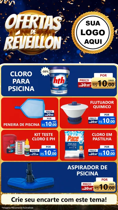 Modelo de TV para TV Vertical com o tema Ofertas de Réveillon para Produtos para Piscina
