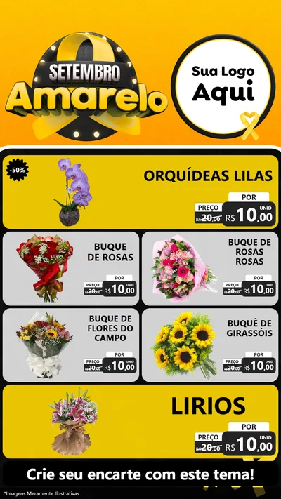 Modelo de TV para TV Vertical com o tema Setembro Amarelo para Floricultura e jardim