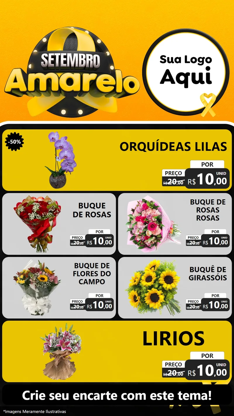 Modelo de TV para TV Vertical com o tema Setembro Amarelo para Floricultura e jardim