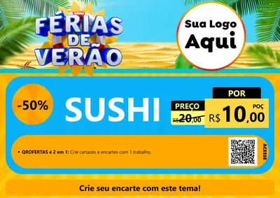 Modelo de Cartaz para Cartaz A4 Horizontal com o tema Férias de Verão para Comida japonesa