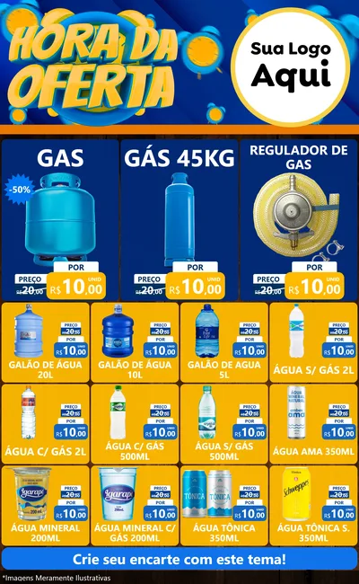 Modelo de Encarte para Encarte Grande com o tema Hora da Oferta para Água e gás