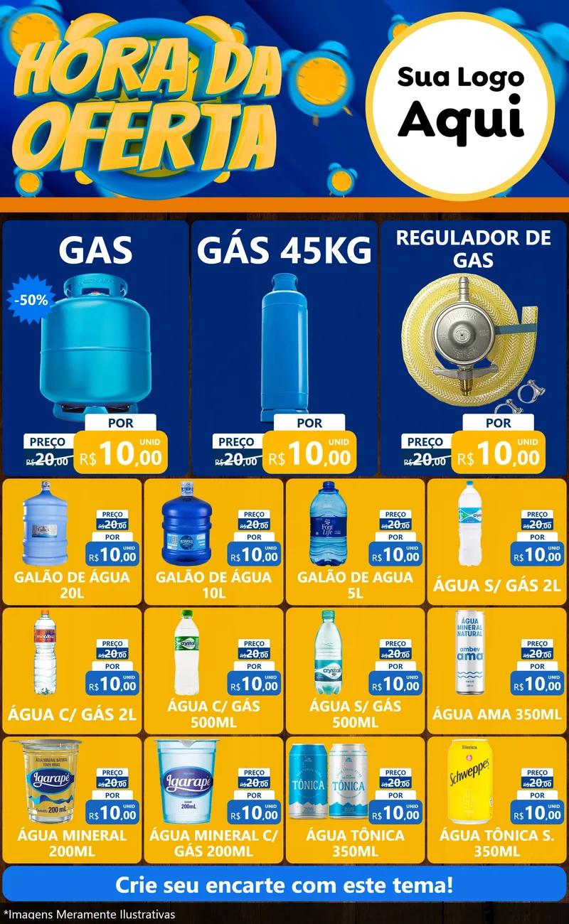 Modelo de Encarte para Encarte Grande com o tema Hora da Oferta para Água e gás