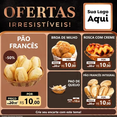 Modelo de Rede Social para Feed Facebook com o tema Ofertas Irresistíveis! para Padaria