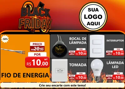 Modelo de Encarte para Encarte A4 Horizontal com o tema Black Friday para Materiais Elétricos