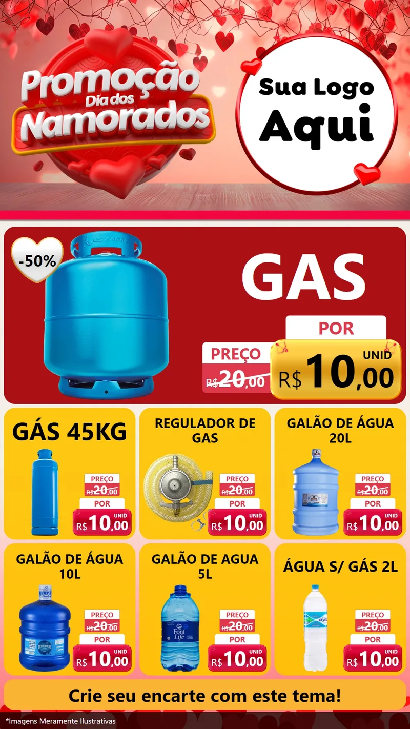 Modelo de Rede Social para Stories com o tema Promoção Dia dos Namorados para Água e gás