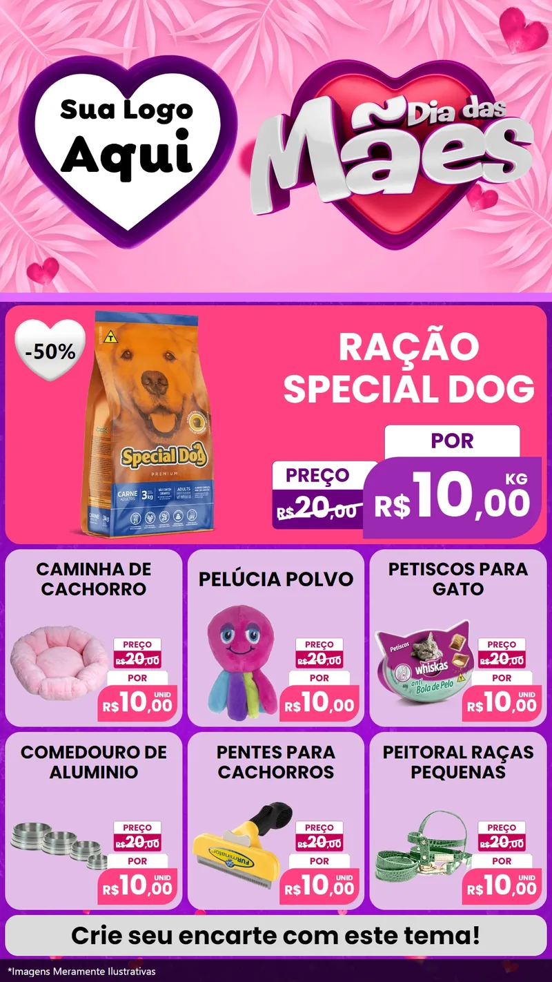 Modelo de Rede Social para Stories com o tema Dia das Mães para Pet Shop