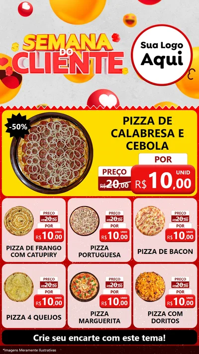 Modelo de Rede Social para Stories com o tema Semana do Cliente para Pizzaria