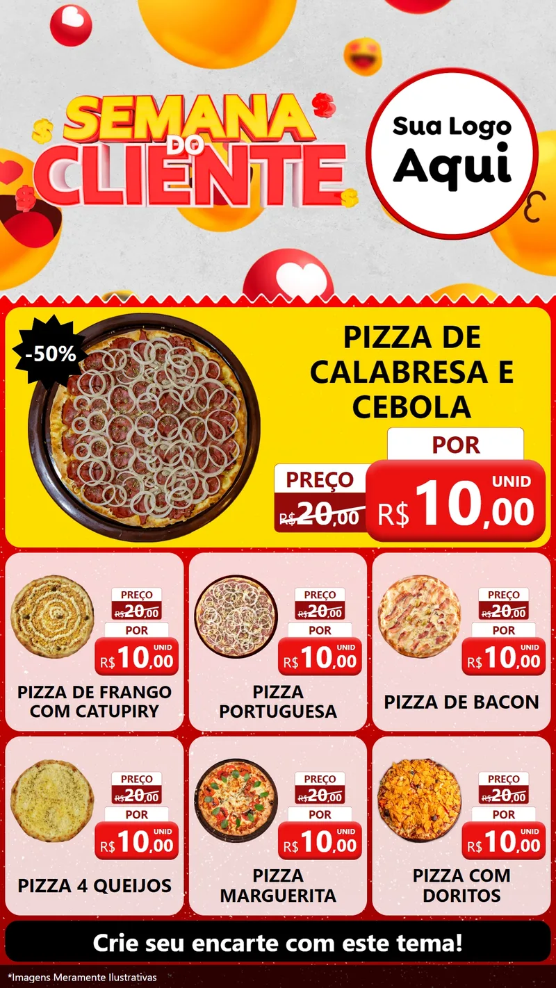 Modelo de Rede Social para Stories com o tema Semana do Cliente para Pizzaria