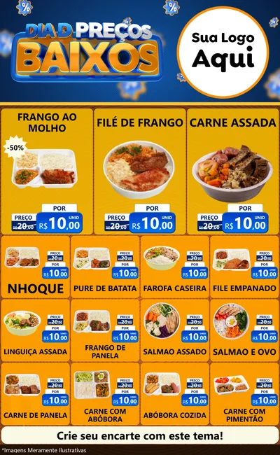 Modelo de Encarte para Encarte Grande com o tema Dia D Preço Baixo para Restaurante
