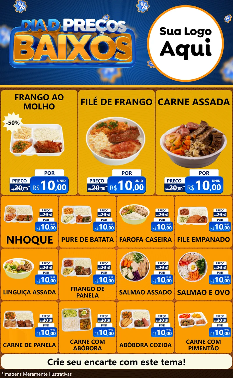Modelo de Encarte para Encarte Grande com o tema Dia D Preço Baixo para Restaurante