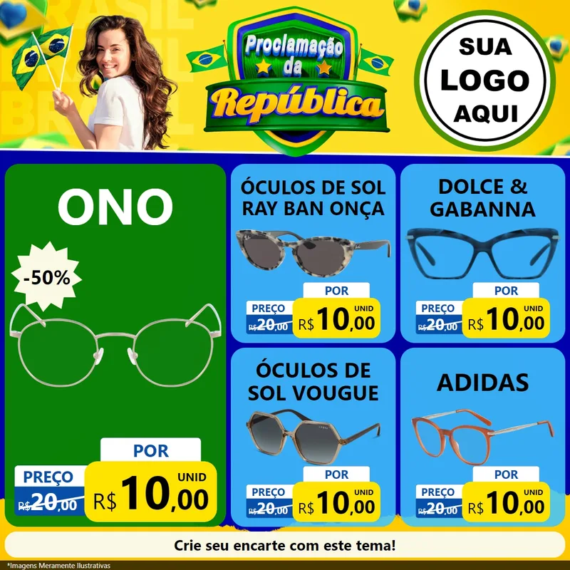 Modelo de Rede Social para Feed Facebook com o tema Proclamação da República para Óticas