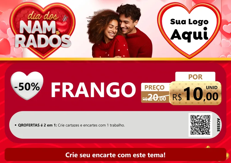 Modelo de Cartaz para Cartaz A4 Horizontal com o tema Dia dos Namorados para Assados