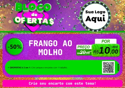 Modelo de Cartaz para Cartaz A4 Horizontal com o tema Bloco de Ofertas para Restaurante