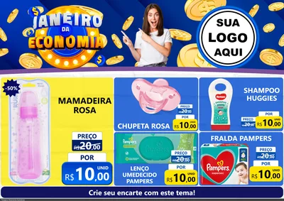 Modelo de Encarte para Encarte A4 Horizontal com o tema Janeiro da Economia para Bebês