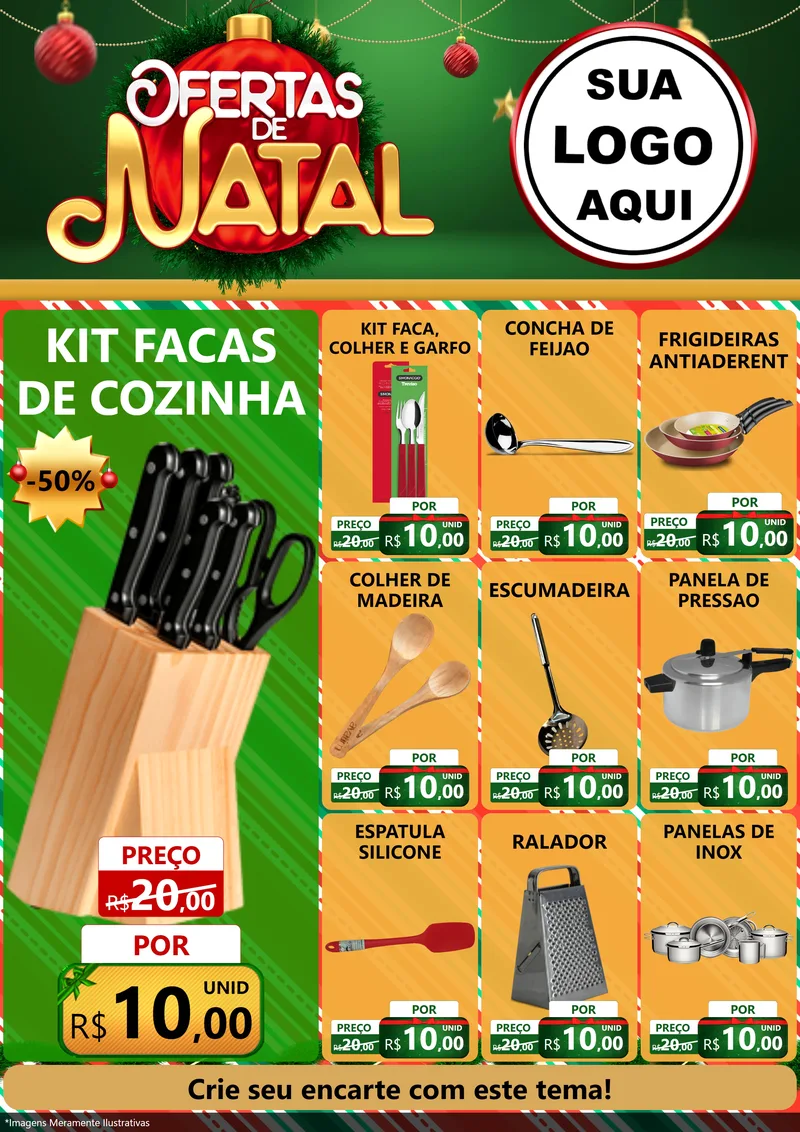 Modelo de Encarte para Encarte A4 Vertical com o tema Ofertas de Natal para Utilidades Domésticas