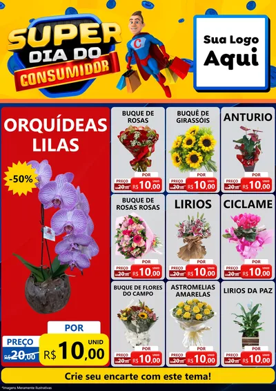 Modelo de Encarte para Encarte A4 Vertical com o tema Super Dia do Consumidor para Floricultura e jardim