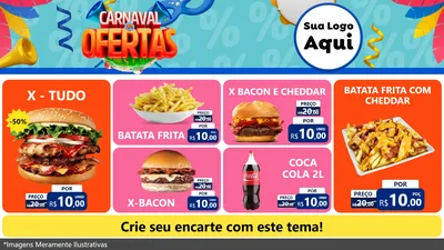 Modelo de TV para TV Horizontal com o tema Carnaval de Ofertas para Hamburgueria