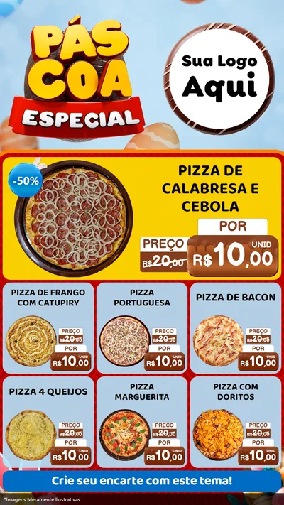 Modelo de Rede Social para Stories com o tema Páscoa Especial para Pizzaria