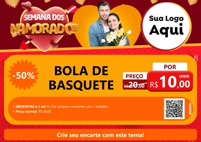 Modelo de Cartaz para Cartaz A4 Horizontal com o tema Semana dos Namorados para Artigos Esportivos