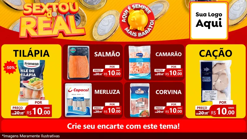 Modelo de TV para TV Horizontal com o tema Sextou do Real para Peixaria