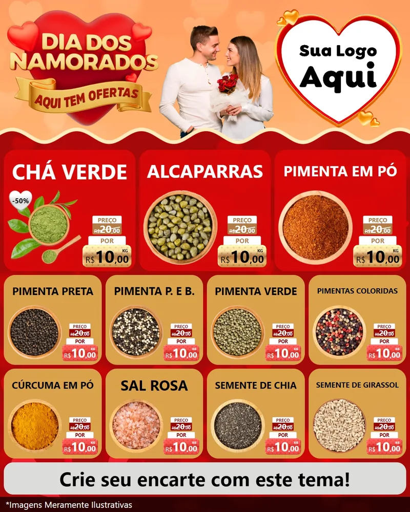 Modelo de Rede Social para Feed Instagram com o tema Dia dos Namorados - Aqui Tem Ofertas para Produtos Naturais