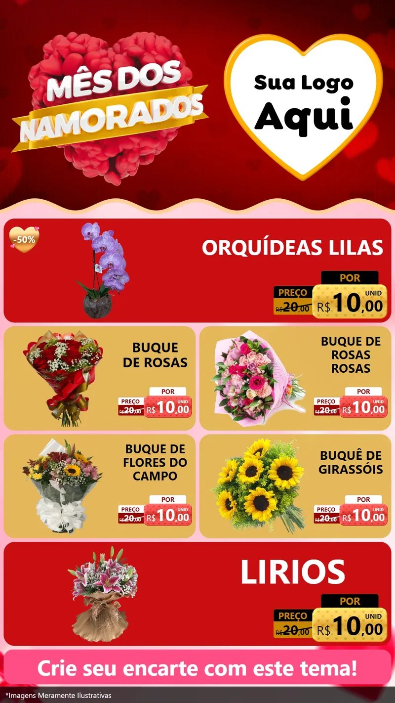 Modelo de TV para TV Vertical com o tema Mês dos Namorados para Floricultura e jardim
