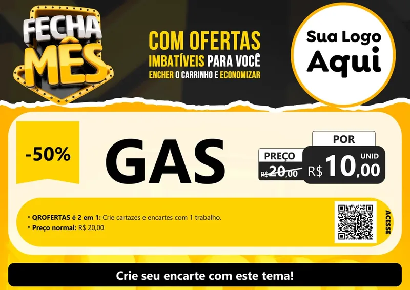 Modelo de Cartaz para Cartaz A4 Horizontal com o tema Fecha Mês para Água e gás