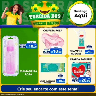 Modelo de Rede Social para Feed Facebook com o tema Torcida dos Preços Baixos - Copa para Bebês