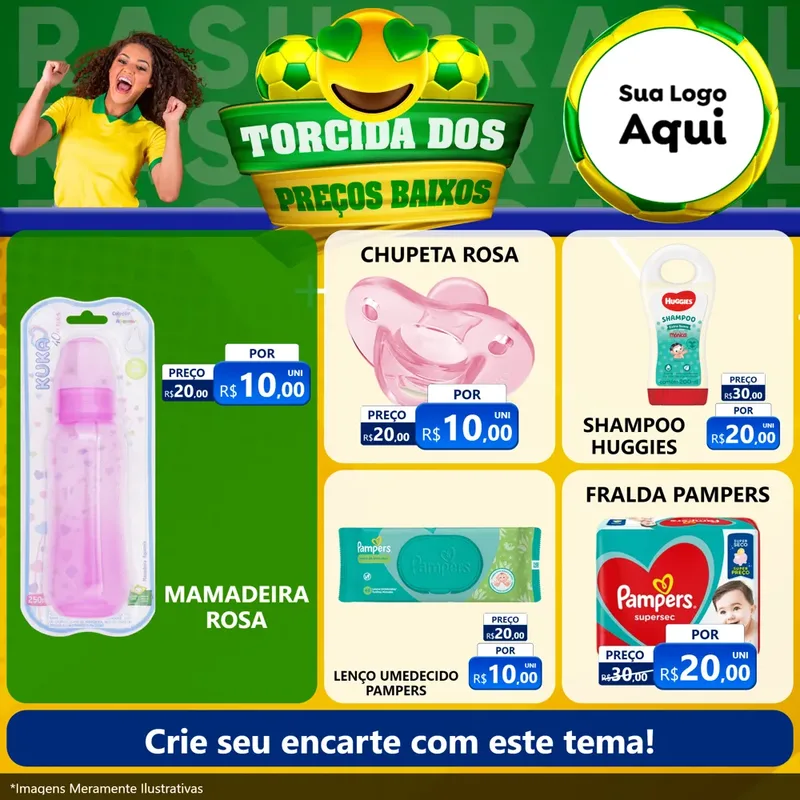 Modelo de Rede Social para Feed Facebook com o tema Torcida dos Preços Baixos - Copa para Bebês