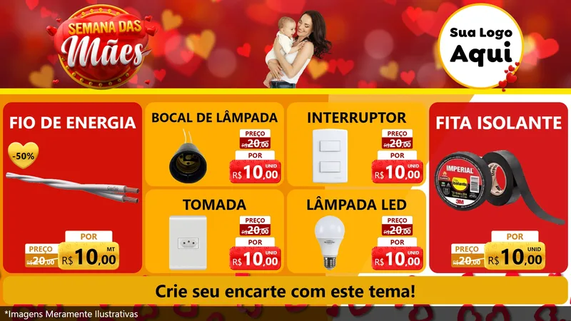 Modelo de TV para TV Horizontal com o tema Semana das Mães para Materiais Elétricos