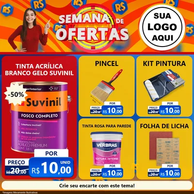 Modelo de Rede Social para Feed Facebook com o tema Semana de Ofertas para Tintas e Ferramentas