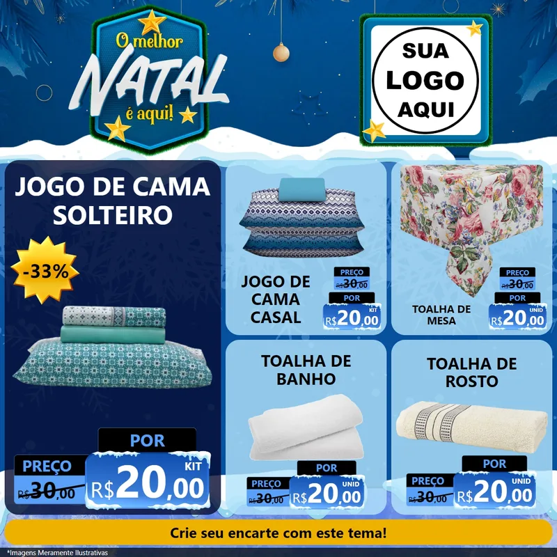 Modelo de Rede Social para Feed Facebook com o tema O Melhor Natal É Aqui! para Cama, Mesa e Banho