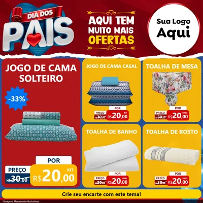 Modelo de Rede Social para Feed Facebook com o tema Dia dos Pais para Cama, Mesa e Banho