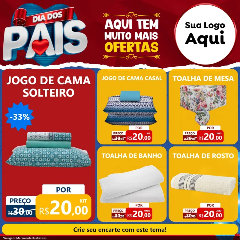Modelo de Rede Social para Feed Facebook com o tema Dia dos Pais para Cama, Mesa e Banho