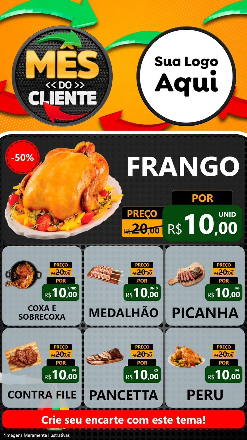 Modelo de Rede Social para Stories com o tema Mês do Cliente para Assados