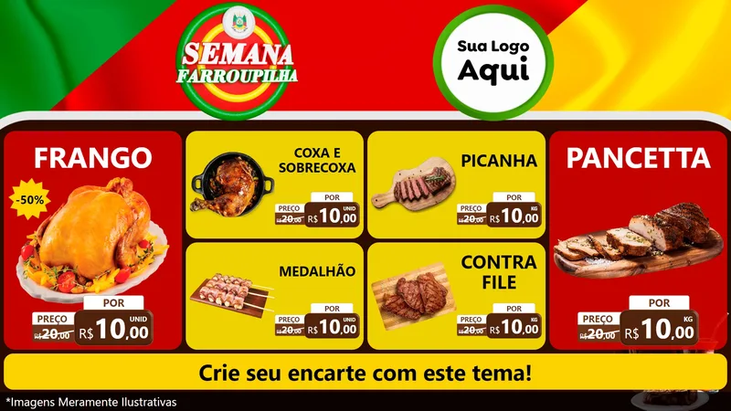 Modelo de TV para TV Horizontal com o tema Semana Farroupilha para Assados