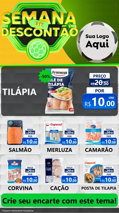 Modelo de Rede Social para Stories com o tema Semana de Descontão - Copa para Peixaria