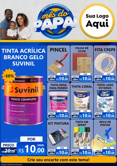 Modelo de Encarte para Encarte A4 Vertical com o tema Ofertas Imperdíveis Mês Do Papai para Tintas e Ferramentas