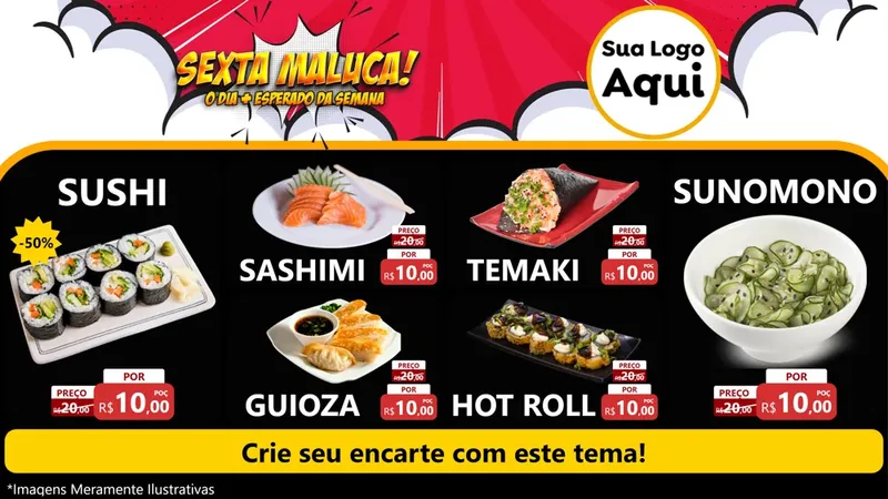 Modelo de TV para TV Horizontal com o tema Sexta Maluca! para Comida japonesa