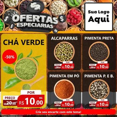 Modelo de Rede Social para Feed Facebook com o tema Ofertas Especiarias para Produtos Naturais