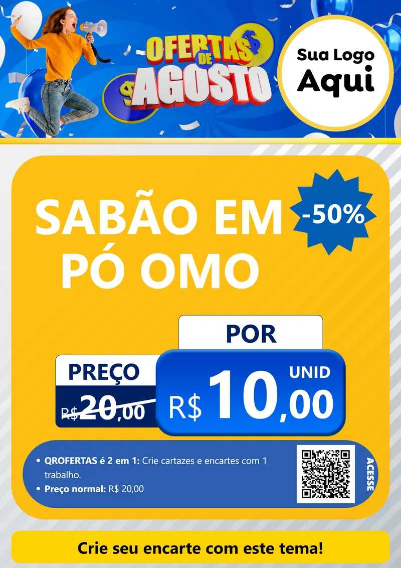 Modelo de Cartaz para Cartaz A4 Vertical com o tema Ofertas de Agosto para Produtos de Limpeza
