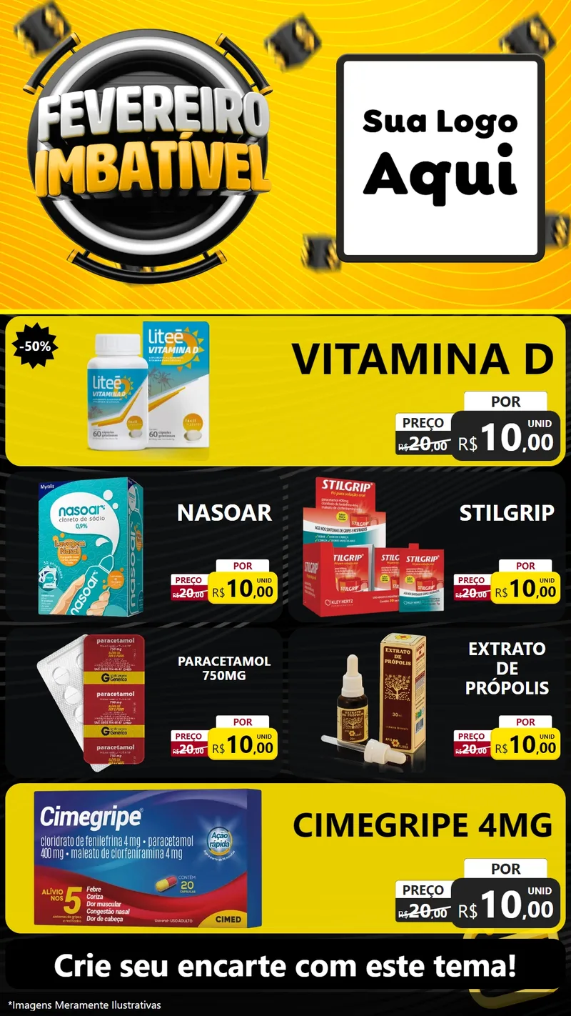 Modelo de TV para TV Vertical com o tema Fevereiro Imbatível para Farmácia