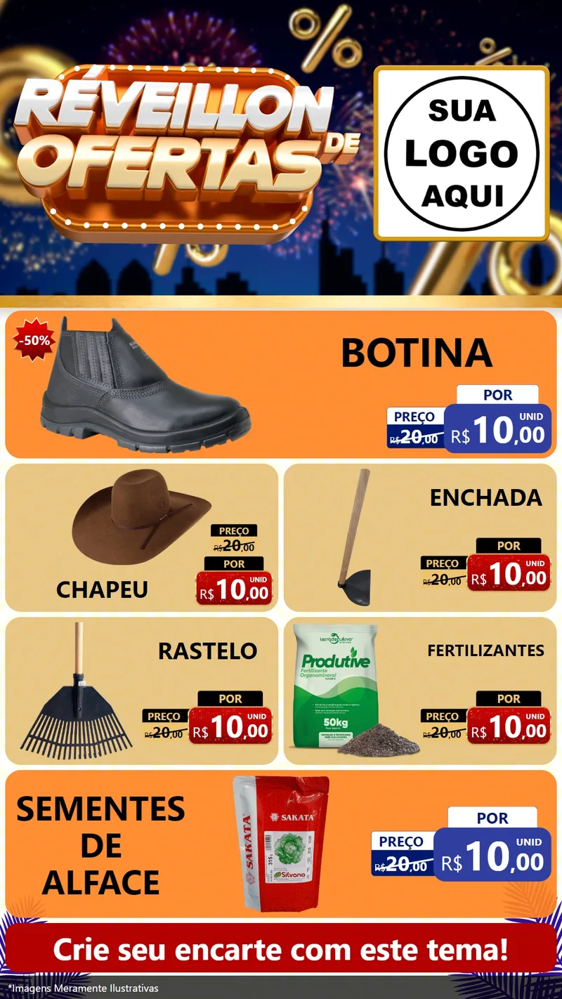 Modelo de TV para TV Vertical com o tema Réveillon de Ofertas para Agropecuária